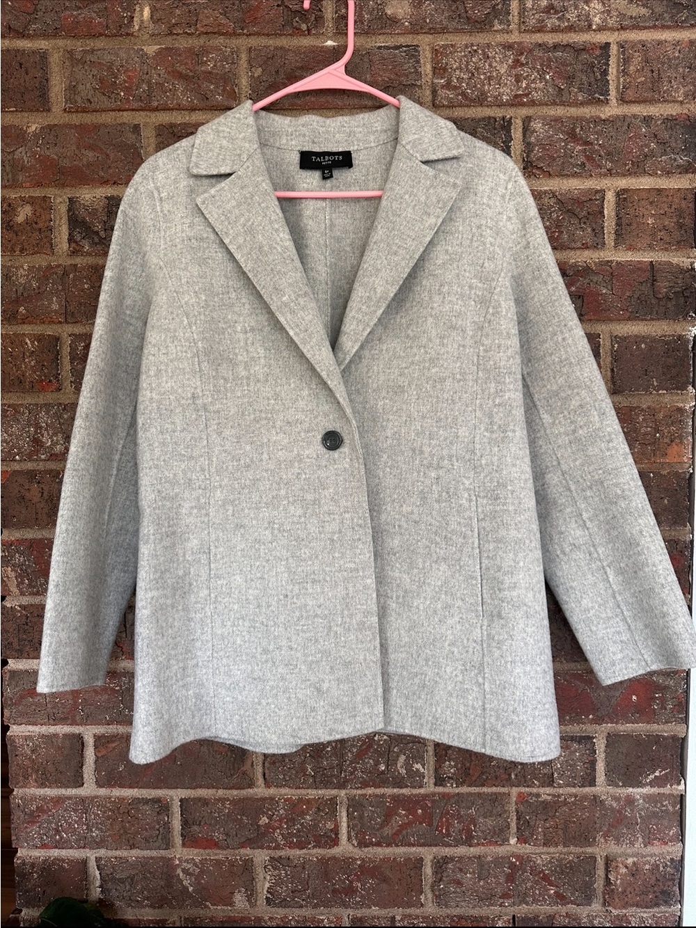 Talbots Light Gray Wool Blend Single Button Blazer Jacket 6P Petite